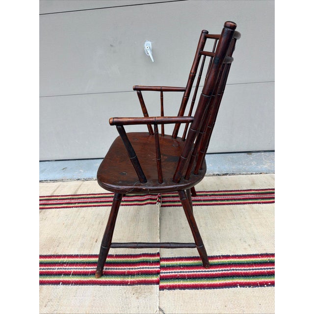 Antique Pennsylvania Butterfly & Birdcage Back Windsor Armchair, Circa 1810-1820 For Sale - Image 12 of 18