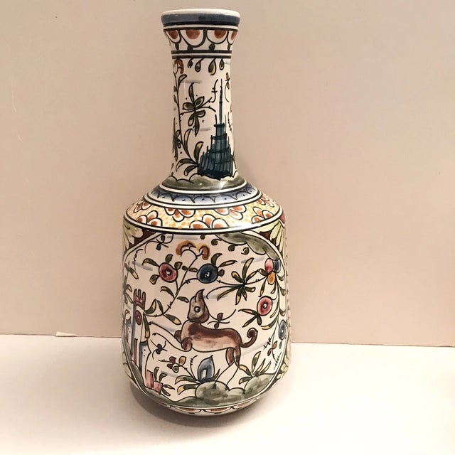 Mid-Century Modern Vintage MCM Hand Painted Nazari Ceramic Vase Portugal For Sale - Image 3 of 7