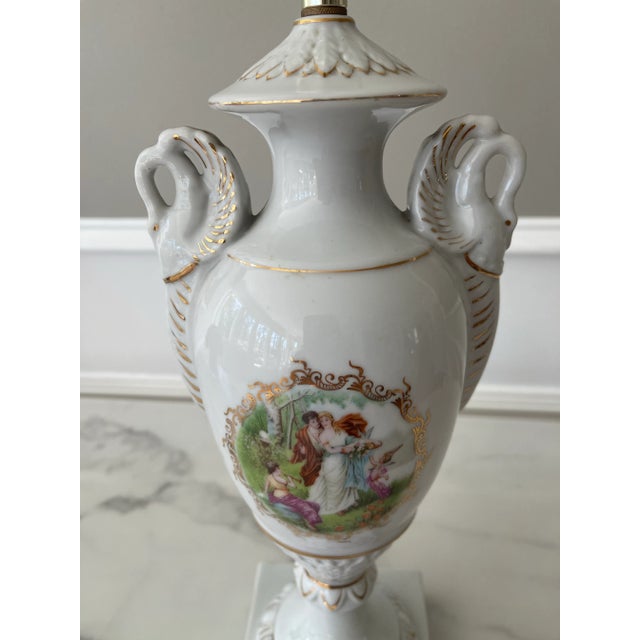 French Vintage French Style Ceramic Lamp Completely Restored For Sale - Image 3 of 12