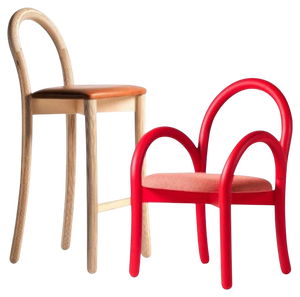 Set of Goma Armchair in Red and Goma Bar Chair by Made by Choice