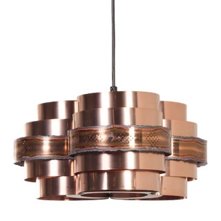 Danish Copper Pendant attributed to Werner Schou for Coronell Elektro, 1970s For Sale