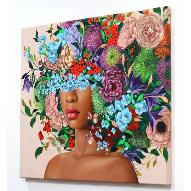 Serenity - Vibrant Floral Sally K Figurative Original Artwork by Sally K For Sale In Los Angeles - Image 6 of 8