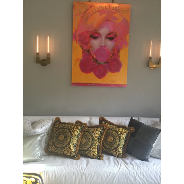 Metal Italian Style Custom Made Gold and Black Pillows - Set of 3 For Sale - Image 7 of 13