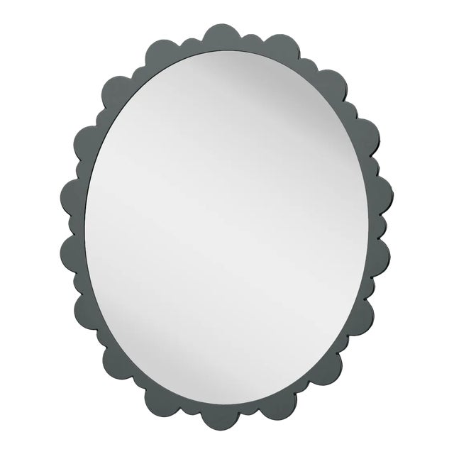 Fleur Home Garden District Valmont Oval Mirror in Gunmetal, 42x48 For Sale