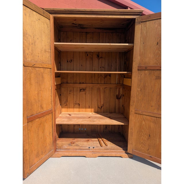 Vintage Mexican Solid Wood Armoire With Handcrafted Iron Hardware For Sale - Image 9 of 17