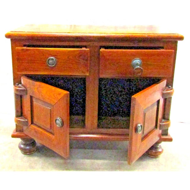 Matched Pair of Antique Dutch Colonial 19th Century Teak Nightstand/End Tables For Sale - Image 10 of 16