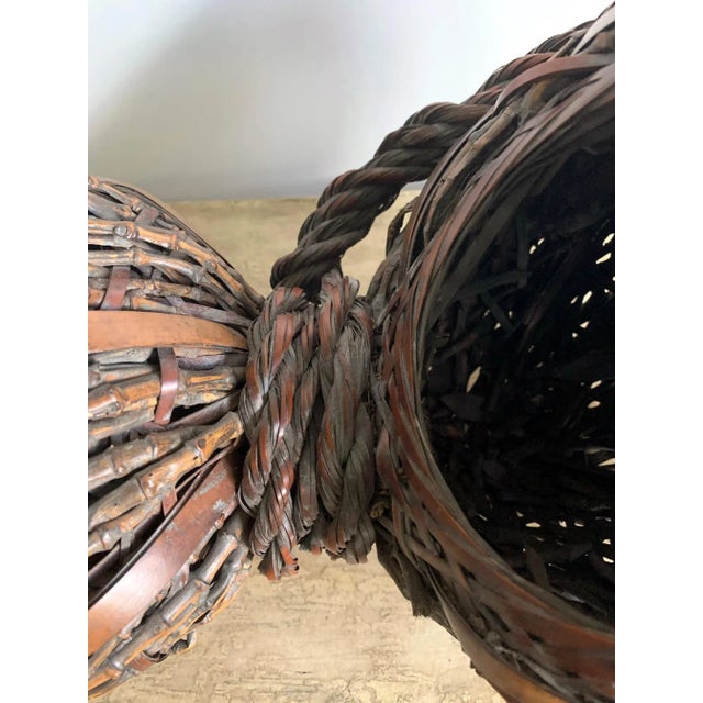 Antique Japanese Gourd Shape Bamboo Ikebana Basket For Sale - Image 10 of 11