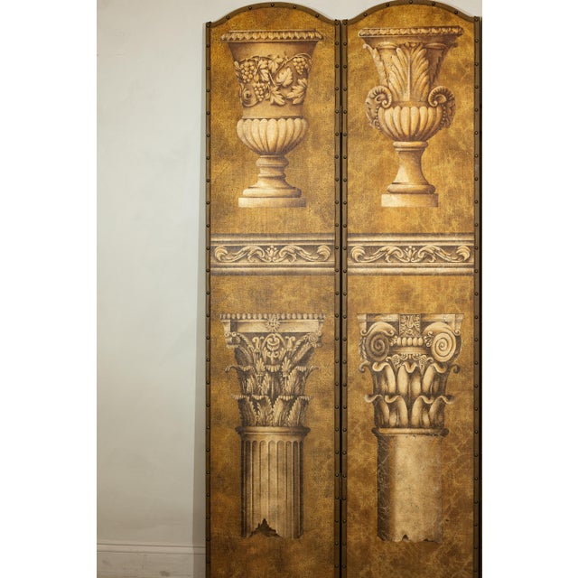 Neoclassical Neoclassical Style Folding Screen Room Divider with Architectural Motifs For Sale - Image 3 of 11