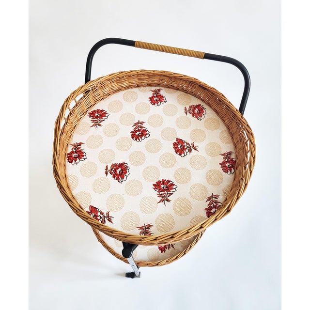 Rattan and Lacquered Iron Bar Trolley, Austria, 1950s For Sale - Image 6 of 14