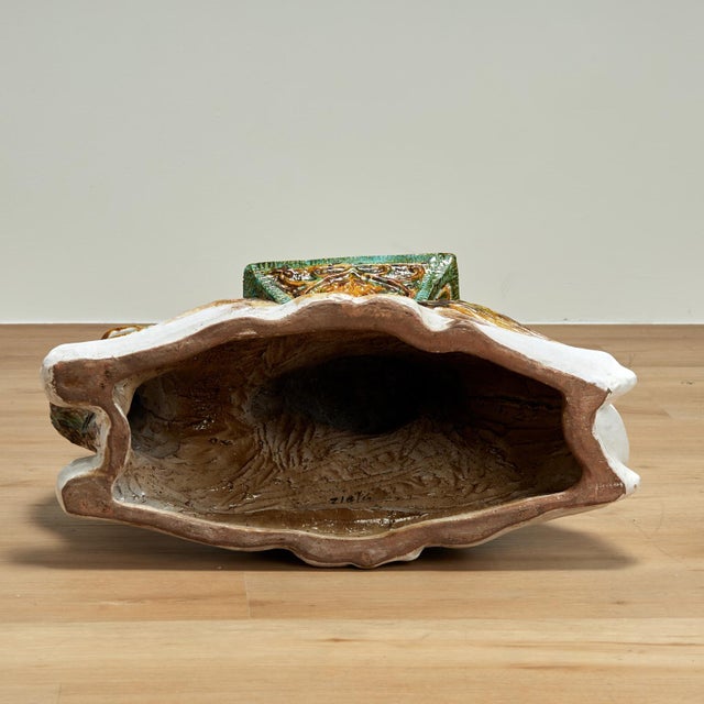 Vintage Italian Glazed Terra Cotta Stool or Stand For Sale - Image 4 of 18