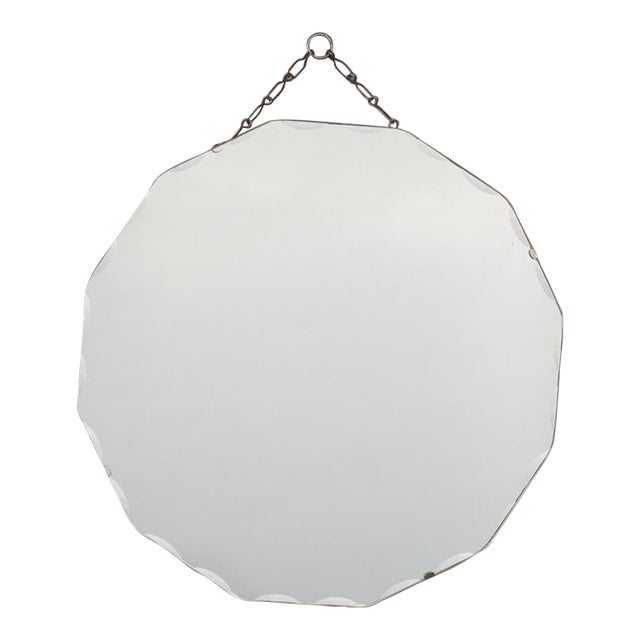 1930s French Art Deco Circular Beveled Mirror For Sale