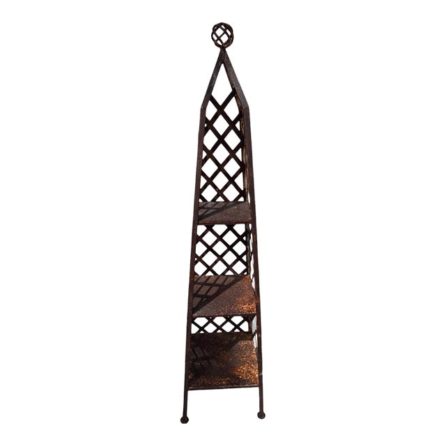 Vintage Italian Iron Sculpture Library Obelisk. For Sale