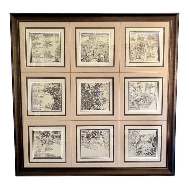 Monumental Framed Map of Rome — Grand Tour Style Architectural Wall Art For Sale