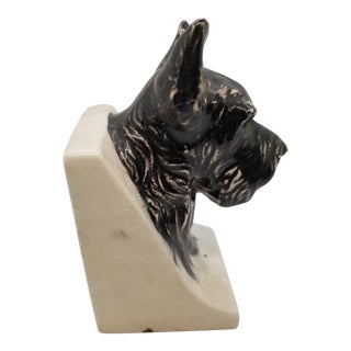 1950s Scottish Terrier Head Porcelain Figurine Bookend For Sale