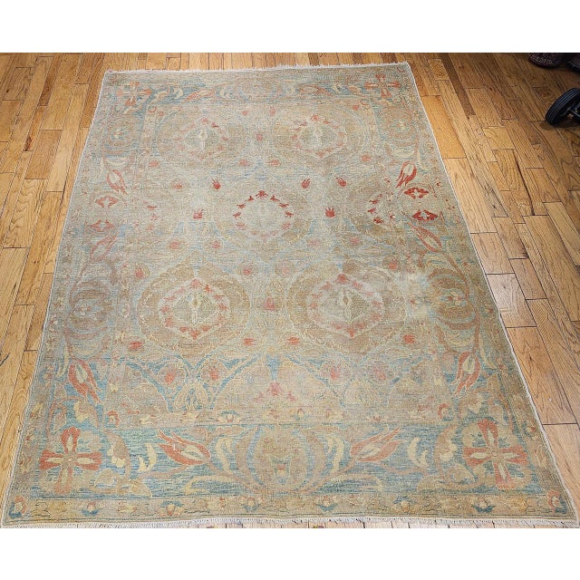 Vintage Turkish Oushak Rug, Hand-Knotted Wool, Allover Floral Design, 9' x 12' For Sale - Image 11 of 18