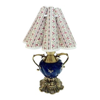Gustavian Style Blue & Gold Table Lamp For Sale