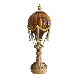 1970s Art Deco Maitland-Smith Style Hot Air Balloon Lamp With Gold Base For Sale