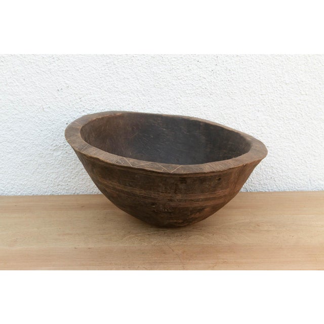 Early 20th Century Large Dark Espresso Brown Milking Bowl For Sale - Image 5 of 8