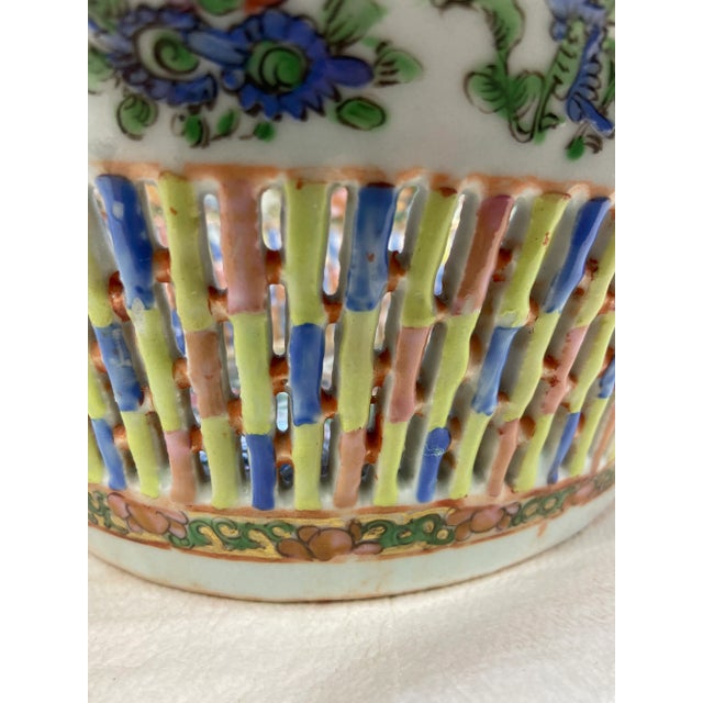 Ceramic Late 19th Century Chinese Porcelain Rose Medallion Chestnut Bowl For Sale - Image 7 of 11