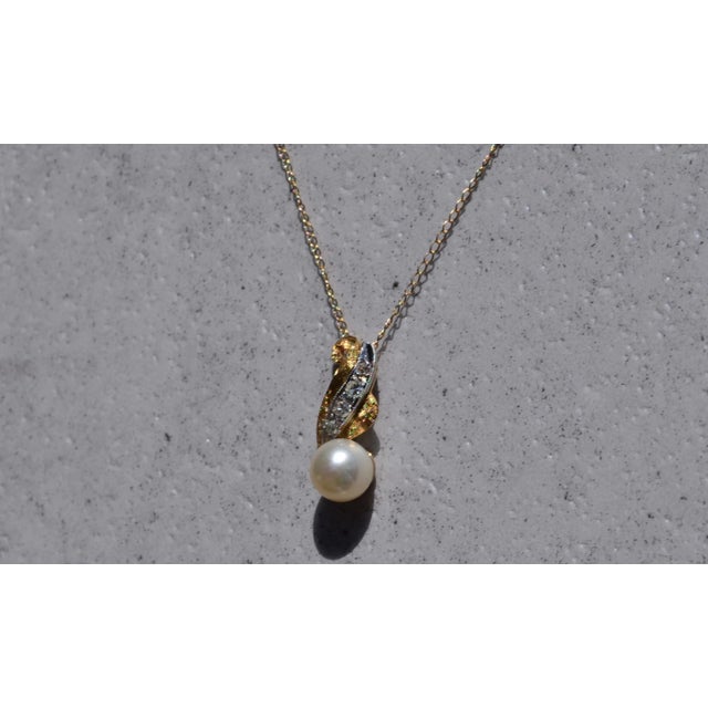 Contemporary The Mueller: Vintage Pearl and Diamond Pendant For Sale - Image 3 of 3