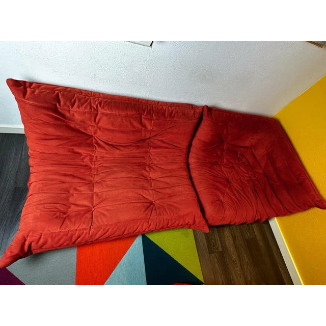 Orange Togo Modular Sofa by Michel Ducaroy for Ligne Roset, Set of 3 For Sale - Image 8 of 18