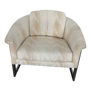 1960s Mid Century Chrome Base Erika Lounge Barrel Chair by Selig Imperial For Sale