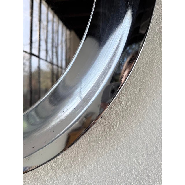 Metal Round Chrome Mirror, Italy, 1960s For Sale - Image 7 of 18