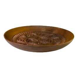 Antique Wooden Flat Plate by Guglielmo, 1800s For Sale