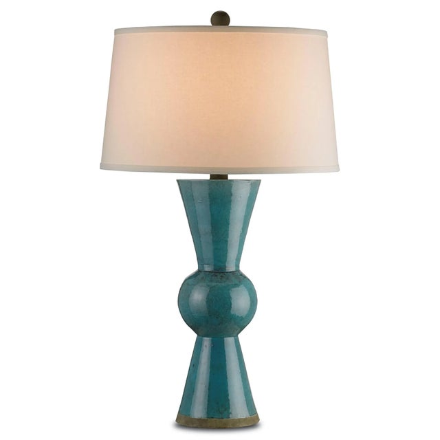 Modern Currey & Company Upbeat Teal Table Lamp For Sale - Image 3 of 3