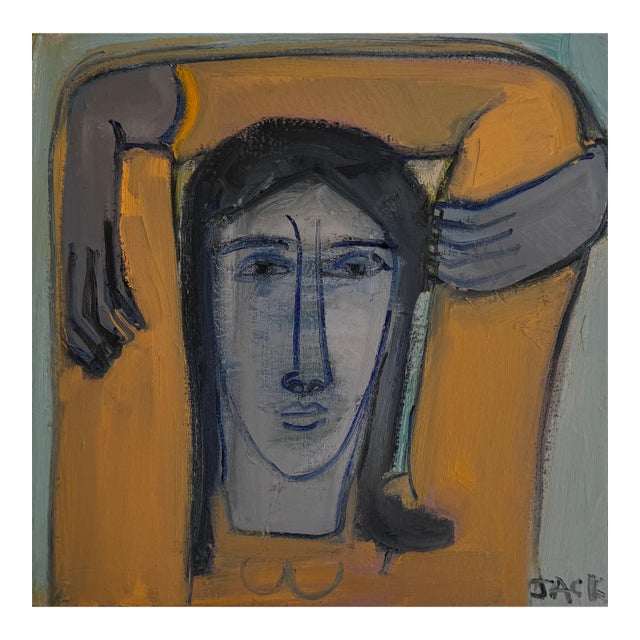 "Woman in Yellow", Original Painting by Rebecca Jack For Sale