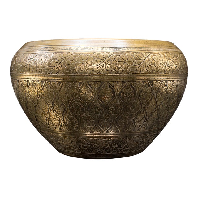 Vintage Offering Bowl, South East Asian, Brass, Jardiniere Pot, Art Deco, c.1930 For Sale
