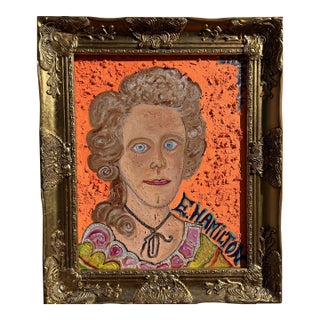Original Painting on Canvas, Portrait of Elizabeth Hamilton Signed S. Graff, Coa For Sale