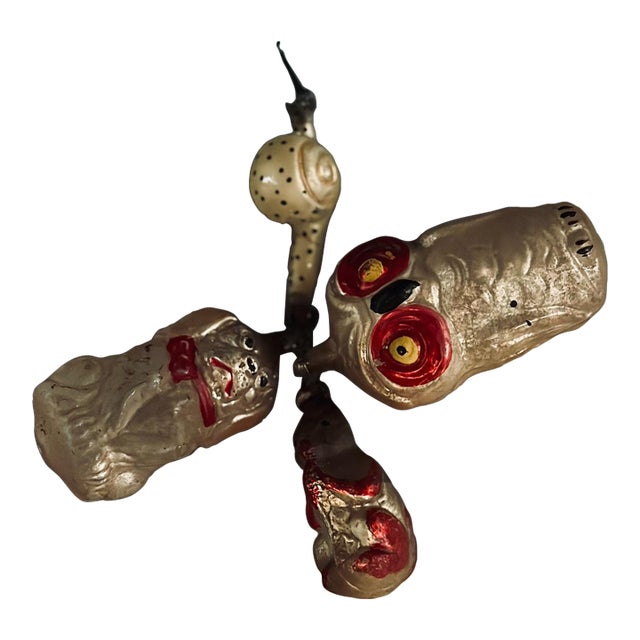 Rare 1920's Set of Four German Glass Animal Ornaments - Dog, Owl, Snail and Squirrel For Sale