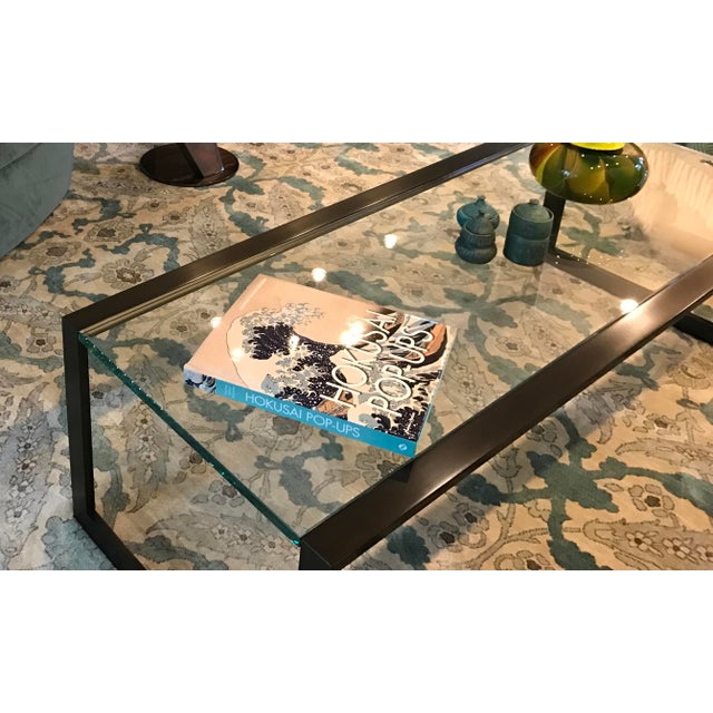 Evan Lewis Custom Steel and Glass Coffee Table For Sale - Image 4 of 9
