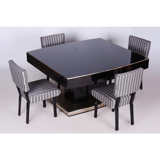 Large Art Deco Chrome and Black Glass Extendable Dining Table, 1930s For Sale - Image 16 of 18