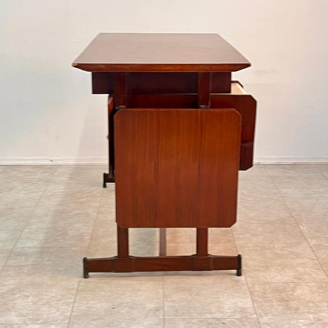 Wood Vintage Italian Desk with Drop-Leaf Top, 1960s For Sale - Image 7 of 9