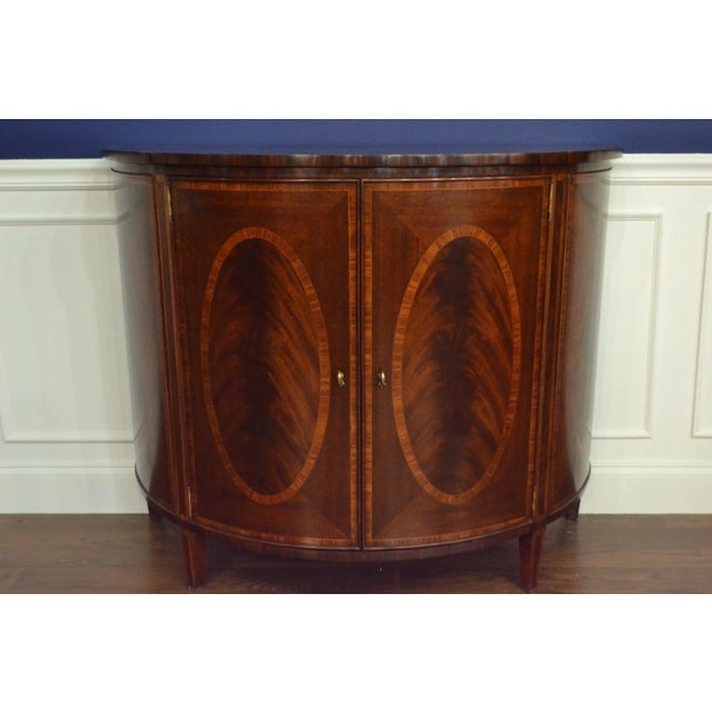 2020s Hepplewhite Style Mahogany Demilune Cabinet by Leighton Hall For Sale - Image 5 of 12