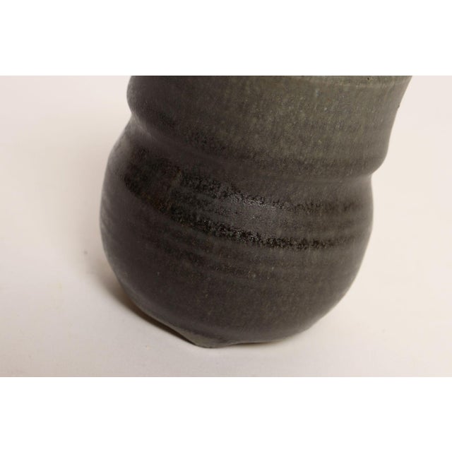 Petite Vintage Slate Glazed Studio Stoneware Bud Vase by Deanna Nichols For Sale - Image 15 of 18