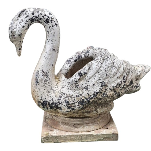 1930s Early Concrete Swan on Plinth For Sale
