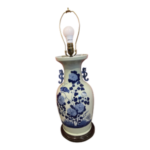 1920's Antique Blue White Chinoiserie Table Lamp