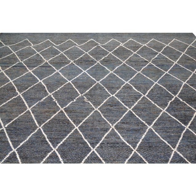 2010s Moroccan Hand Knotted Wool Rug, 8'5"x9'8" For Sale - Image 5 of 6