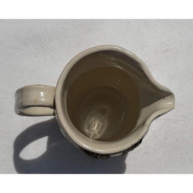Ivory Vintage 1994 Handcrafted Ceramic Pitcher With Sculptural Leaf Motif For Sale - Image 8 of 10