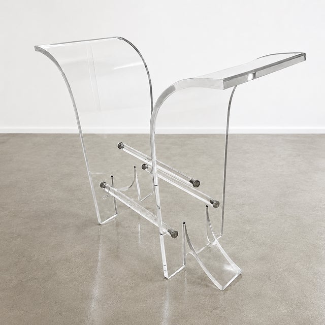 Metal Vintage Lucite Wing Panel Console Table Base For Sale - Image 7 of 9