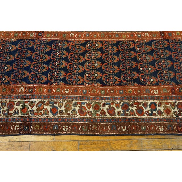 1920s Blue Navy Paisley Antique Persian Malayer Rug 3' X 10'2" Handknotted Wool Carpet For Sale In New York - Image 6 of 7