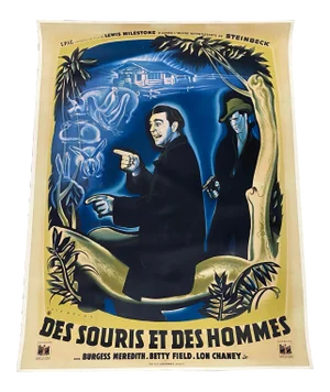 Des Souris Et Des Hommes "Of Mice & Men" Steinbeck, French Movie Poster C.1949