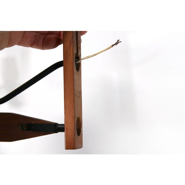 1950s Italian Wall Lamps in Teak with Glass from Esperia, 1950s, Set of 2 For Sale - Image 5 of 7