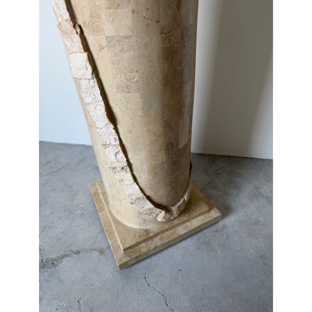 Beige Vintage Maitland Smith Style Tessellated Stone Pedestal Column For Sale - Image 8 of 12