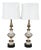 Mid 20th Century Stiffel Hollywood Regency Empire White Enamel & Brass Buffet Table Lamps - Pair For Sale