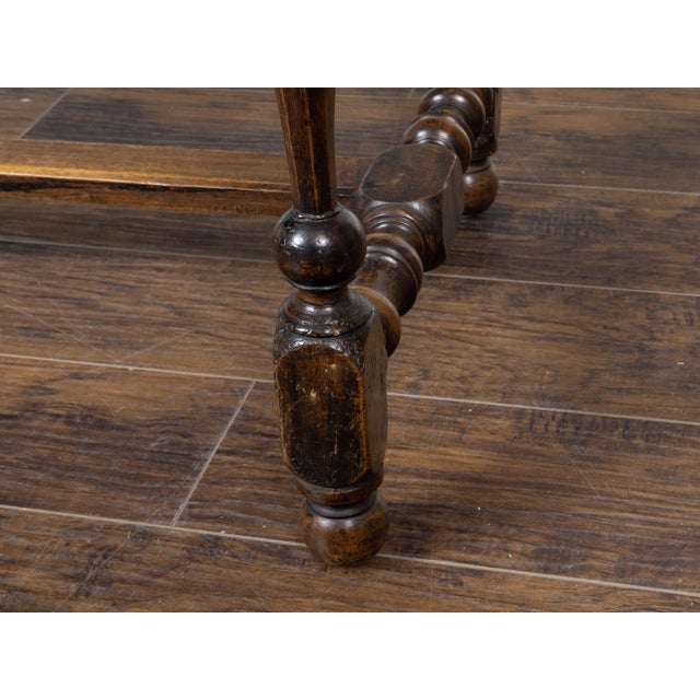 English Georgian Period 1800s Walnut Table with Drawer and Turned Baluster Legs For Sale - Image 4 of 12