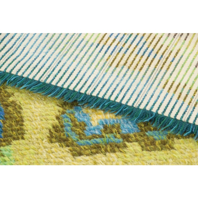 Textile Vintage Swedish Rya Wool Rug in Gold & Blue by Rug & Kilim, 1970-1979 For Sale - Image 7 of 9